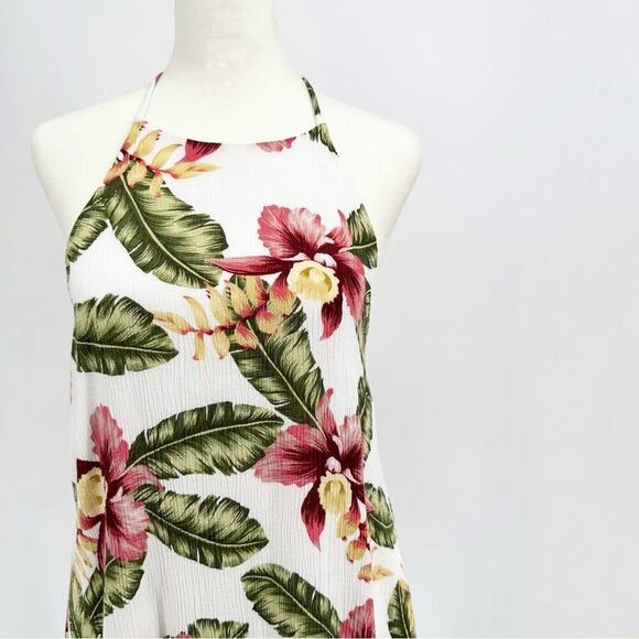 SHOW ME YOUR MUMU Tropical Aloha Blooms Halter Dress Size Medium Hawaiian Beach - Picture 3 of 10